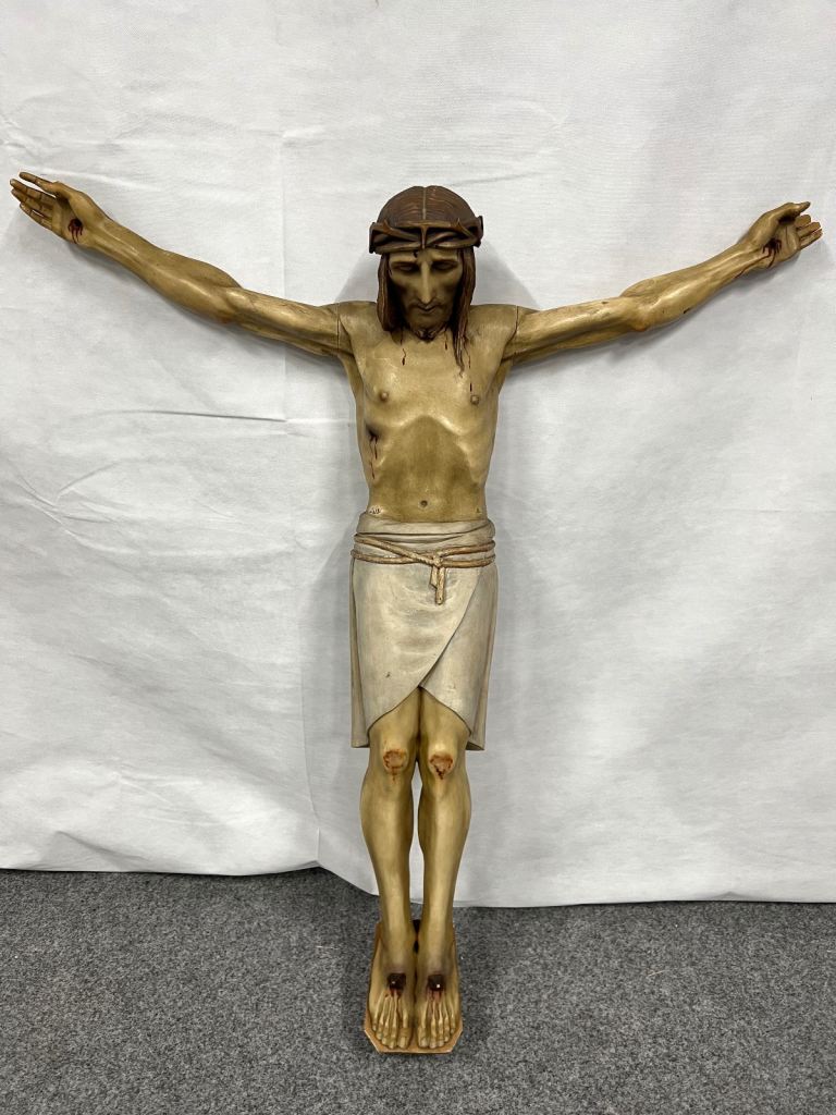 Large Hand carved Jesus Christ Corpus Crucifixion statue