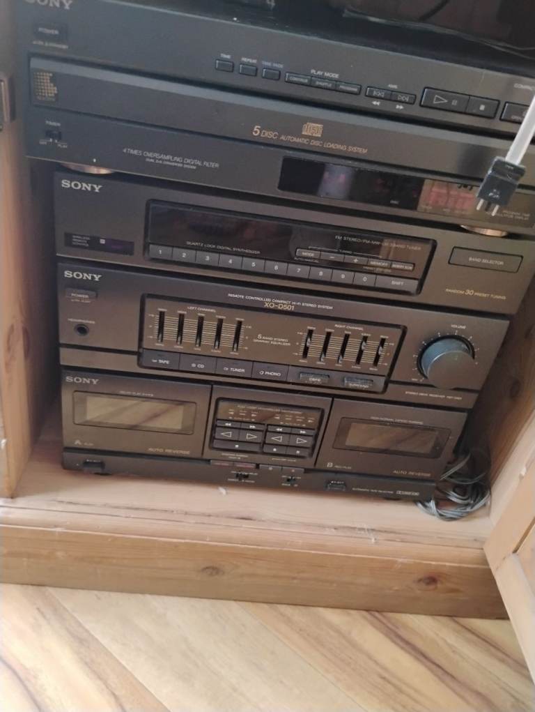 Sony Stereo System with Record Player, 5 disc CD player, radio and double Cassette Deck