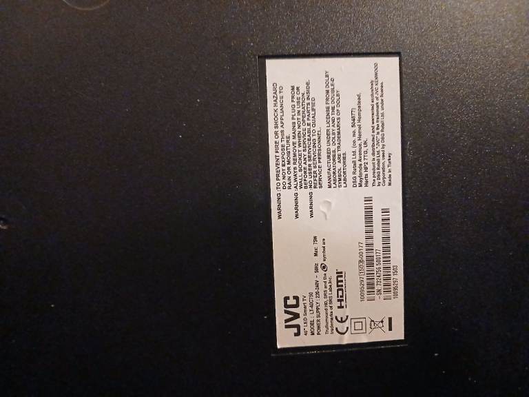 Spare or repair 40 " jvc tv