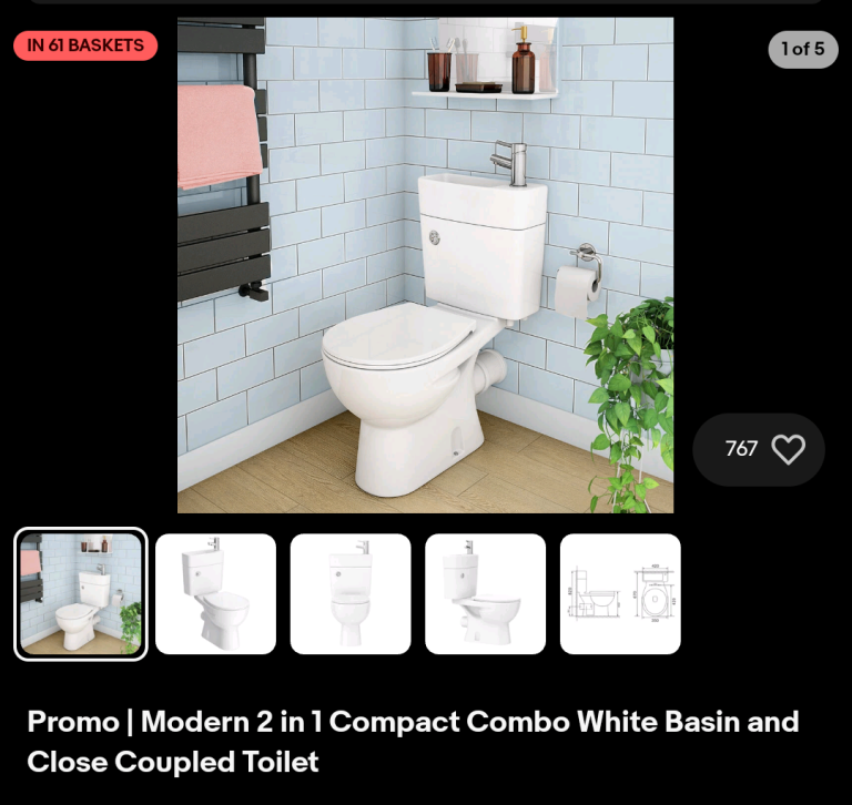 RRP £200 2 in 1 Combo White Basin and Toilet