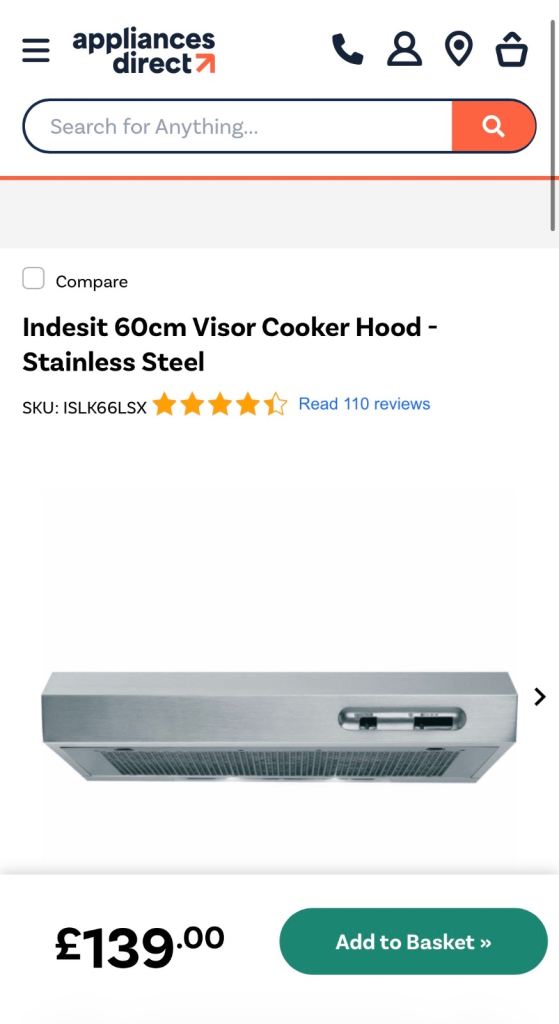 Indesit Cooker Hood - ISLK66LSX stainsless steel