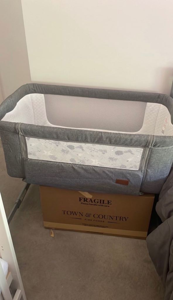 Baby Co-Sleeper Crib – Grey, As Good As New