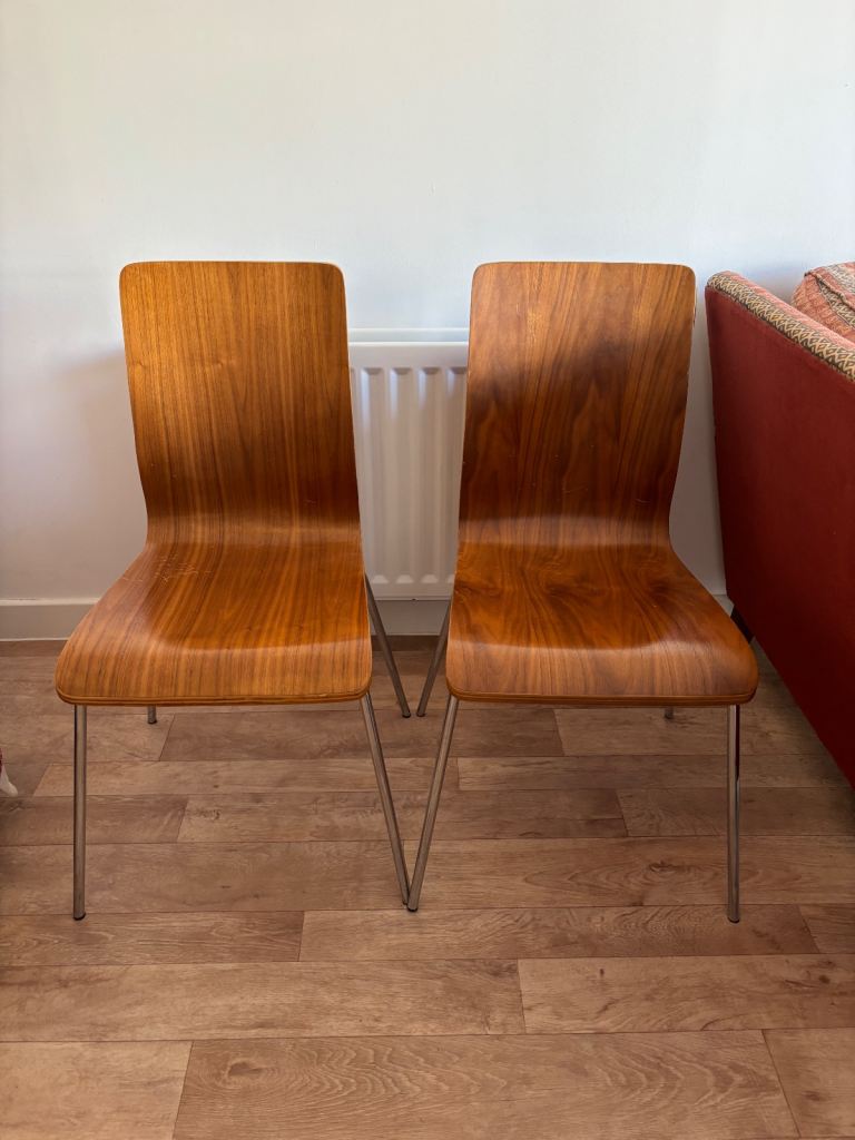 2 x brown chairs mid century style