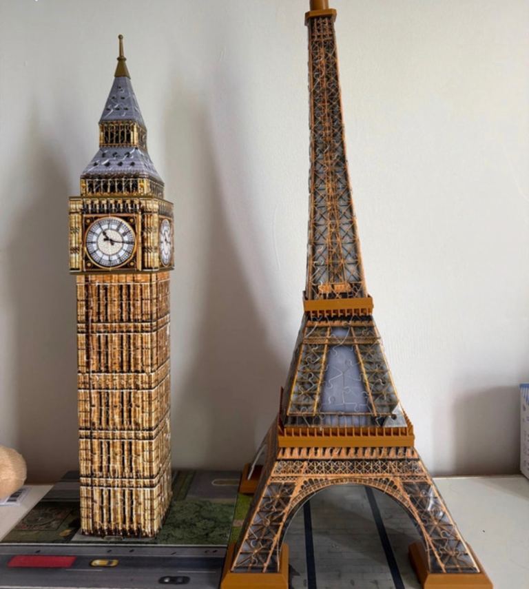 Eiffel Tower and Big Ben 3D jigsaw 