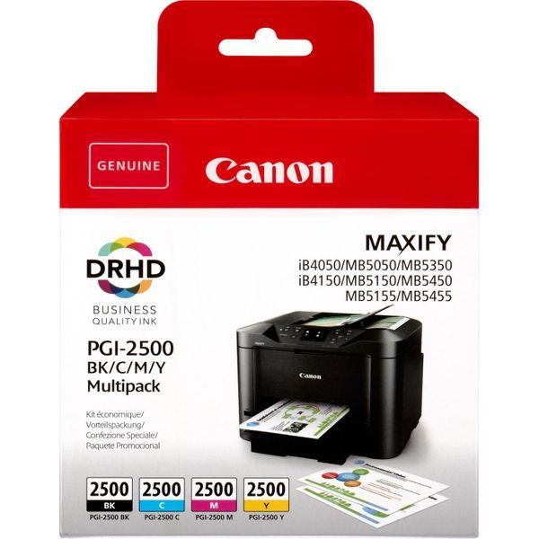 Canon PGI-2500 Original Ink Cartridge Black, Cyan, Magenta, Yellow Pack of 4 Multipack