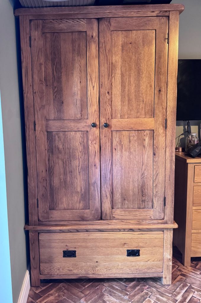 Solid oak wardrobe still currently sold in store. 