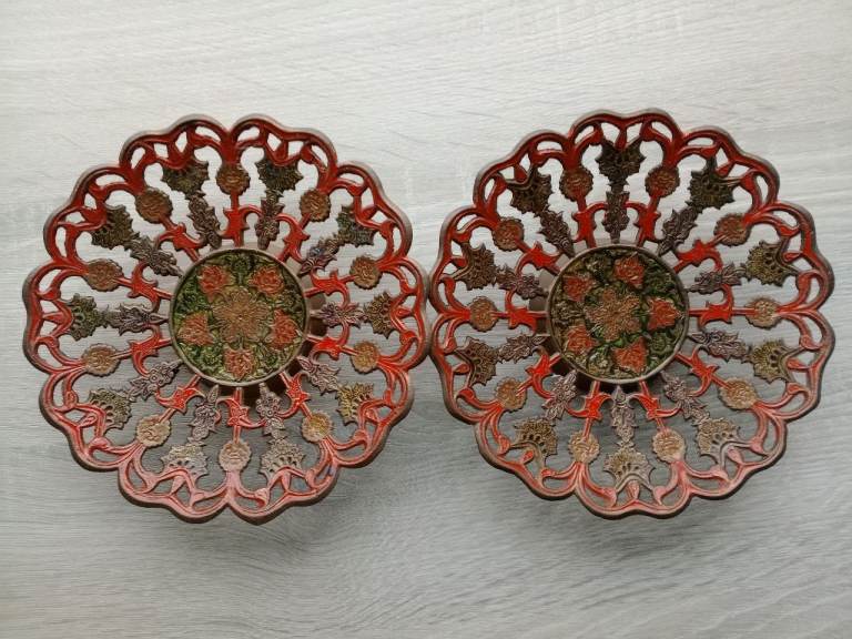 2 Vintage brass pedestal bowls