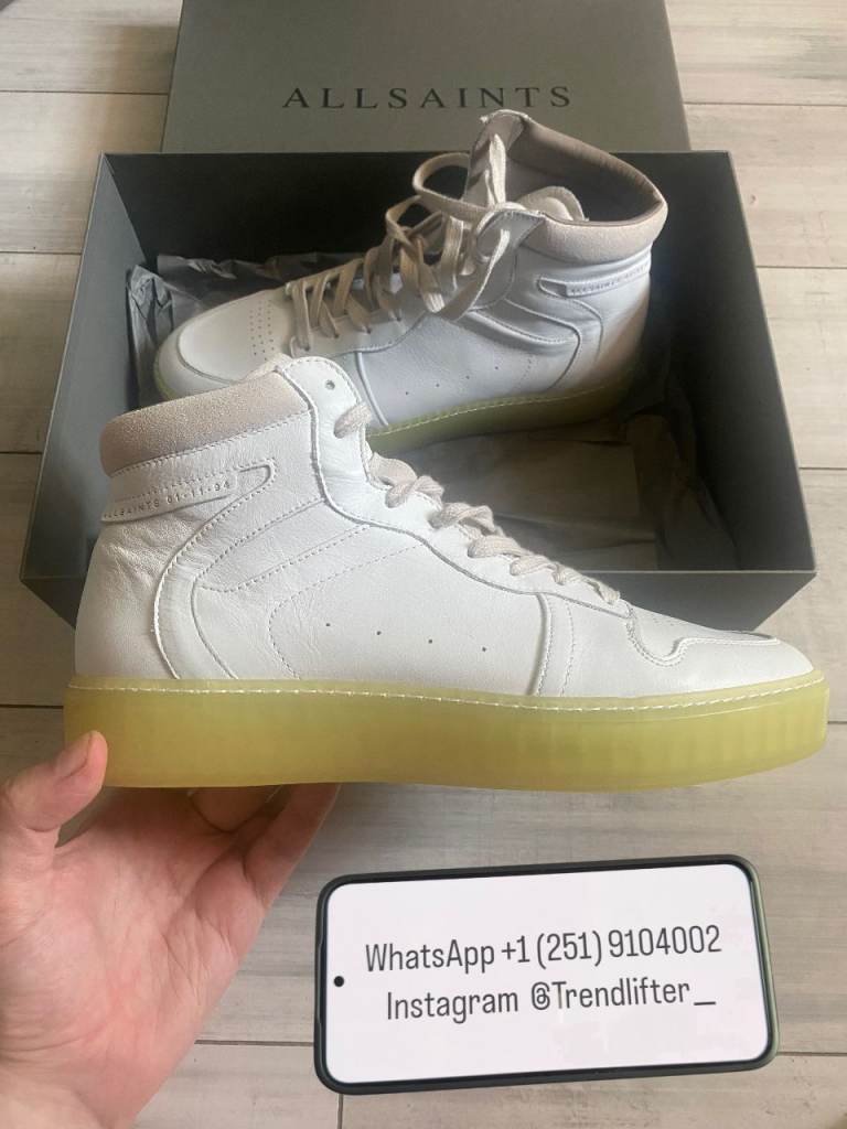 ALLSAINTS High-Top Trainers – White Leather, New in Box