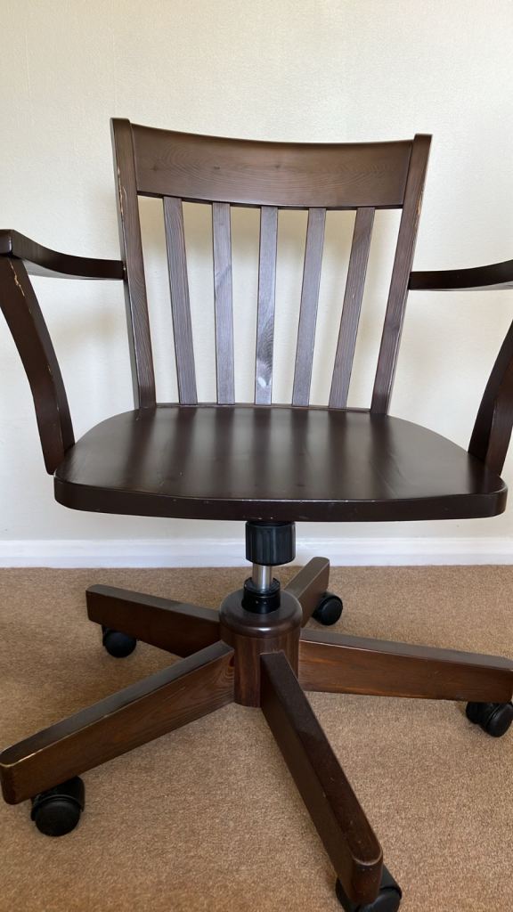 IKEA Wooden Office Chair with Swivel and Wheels