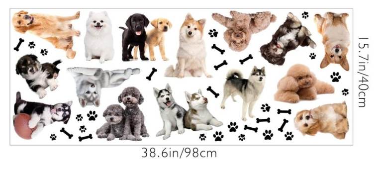 Cute Puppy Dog Wall Stickers – New, White Background