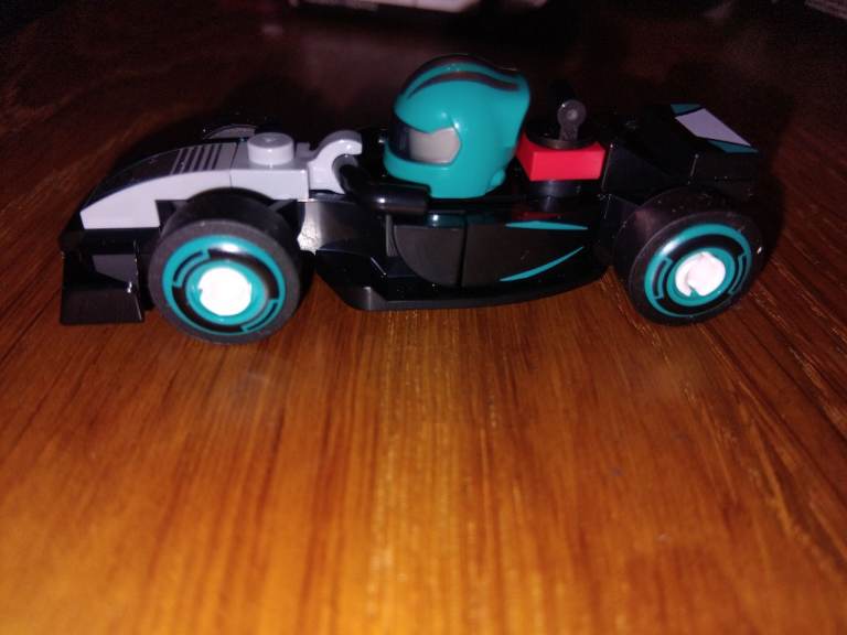 LEGO-style Racing Car Toy - Black and Teal