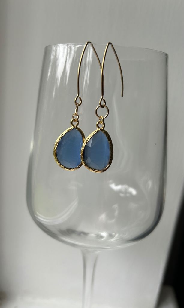 Blue topaz crystal beaded earrings 