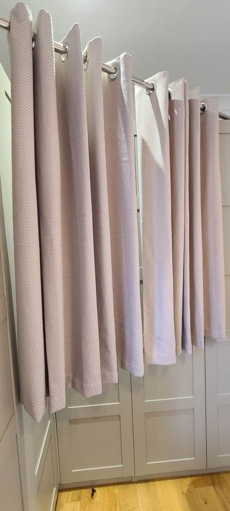 Pair of Natural/Stone Textured Curtains.