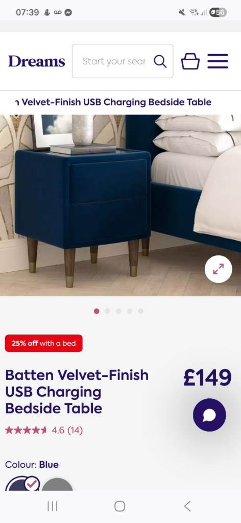 Blue bedside table