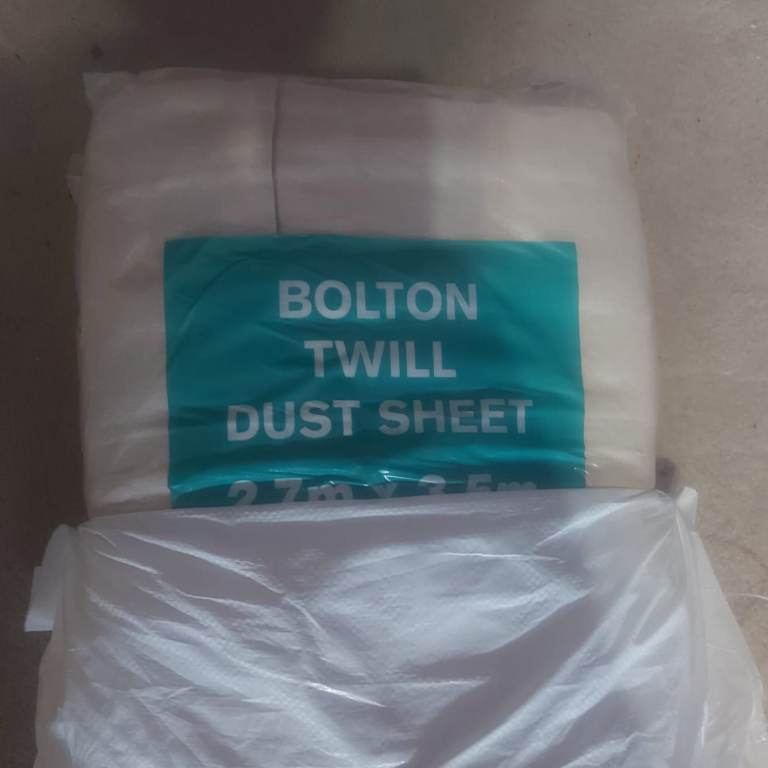 Single Professional Bolton Twill Dust Sheet 9ft x 12ft - Heavy Duty Cotton