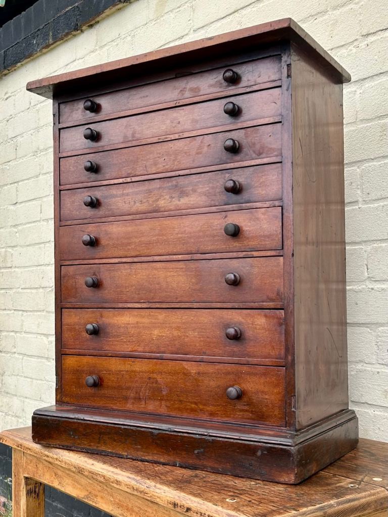Victorian drawer cabinet mahogany wellington specimen collectors drawer antique vintage wooden