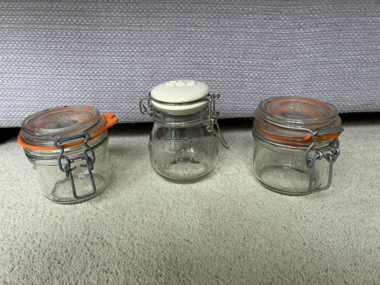 Small Glass Preserve Jars with Clip Lids (3 Pack)