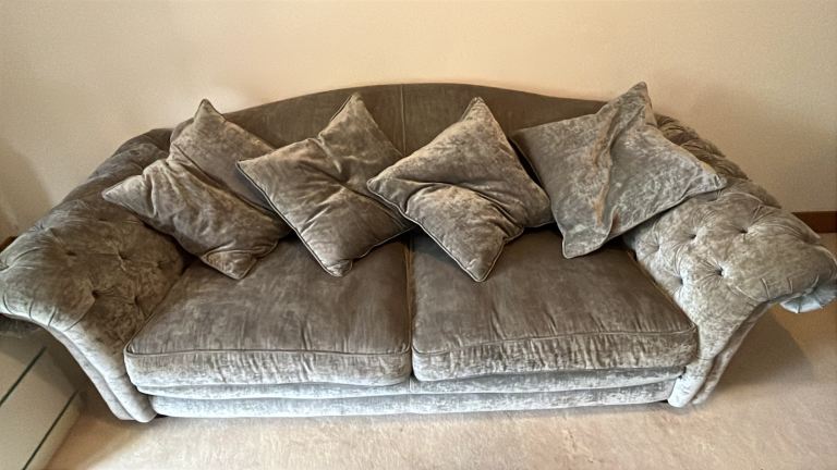 REDUCED Large Velvet Sofa (Down Cushions) – Excellent Condition