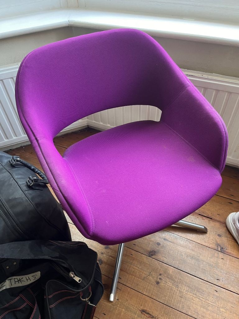 Purple Swivel Armchair - Fabric, Good Condition
