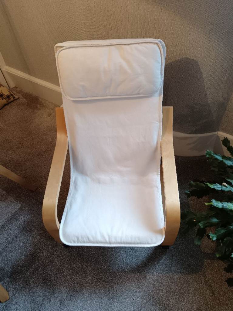 IKEA Poang Rocking Chair with White Cushion – Very Good Condition for Sale