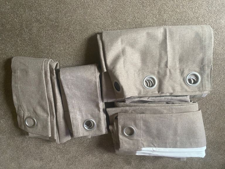 image for Dunelm dark sand blackout eyelet curtains