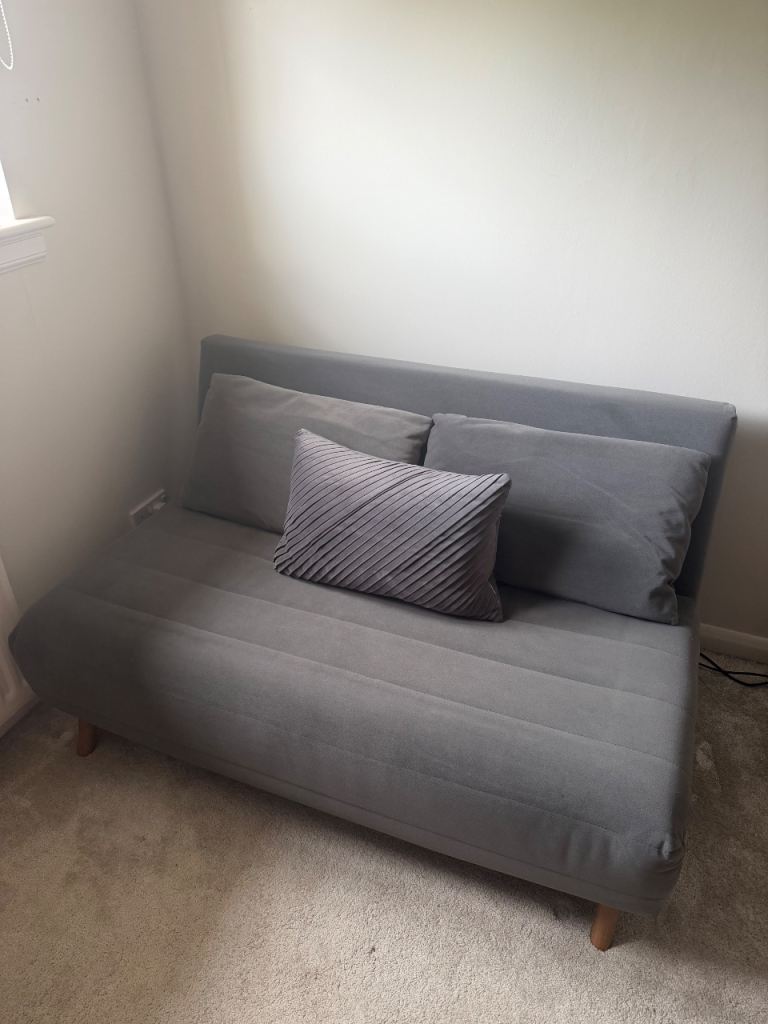 M&S Logan Double Sofa Bed Grey Velvet Click Clack Full Double – £150