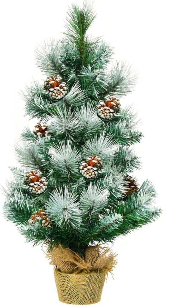 2FT/60CM Christmas Tree, Small Artificial Xmas Trees with Pine Cones and Bas