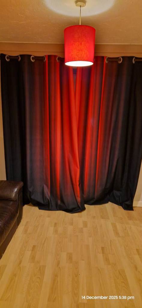 Stunning Red & Black Ombre Blackout Curtains – Eyelet Top