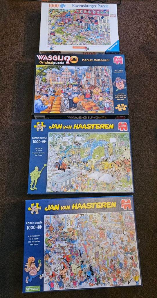 4 x 1000 Piece Jigsaw Puzzles - Wasgij, Jan van Haasteren, Ravensburger