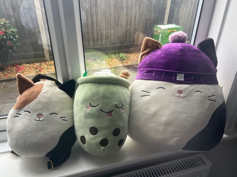 Squishmallows Plush Toys – Cat Backpack & Boba Tea