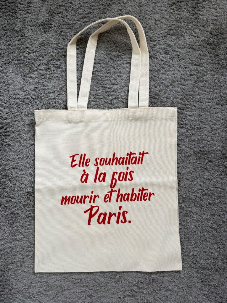 Unused Canvas Bag with French Quote