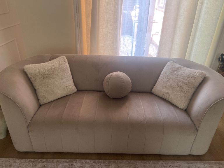 3 Seater Sofa in The Fitzrovia Matt Velvet Stone Mix Without Trim