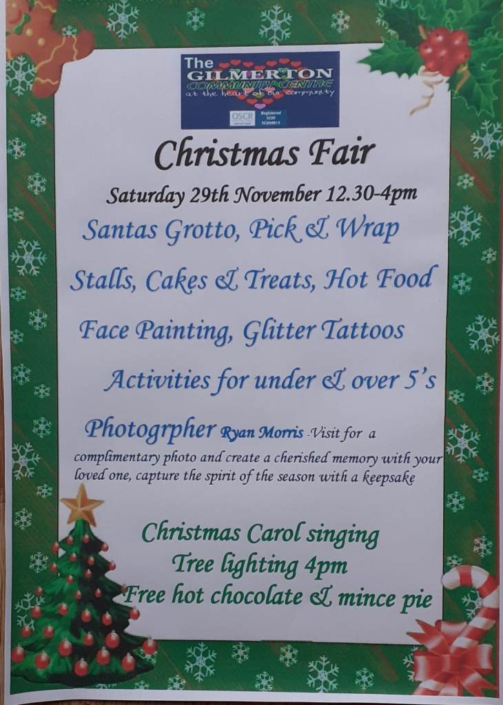 Christmas Fair - Gilmerton Community Centre Sat 29th Nov 2025