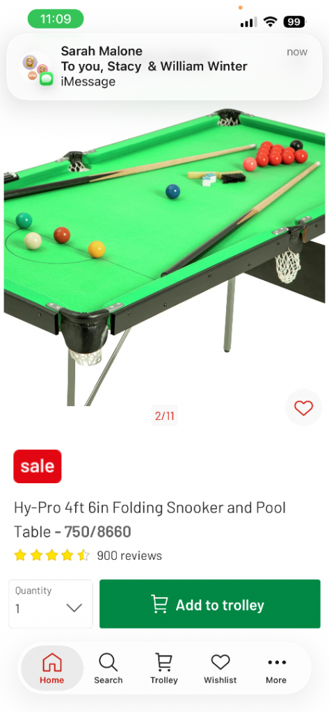 Kids snooker table 
