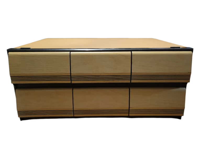 Vintage Strand Audio Cassette Tape Storage Cabinet 72 Beige Woodgrain Effect