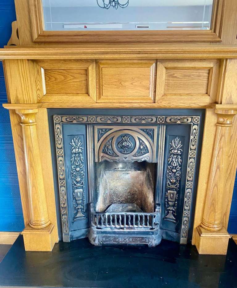 Solid Oak Fireplace and mirror