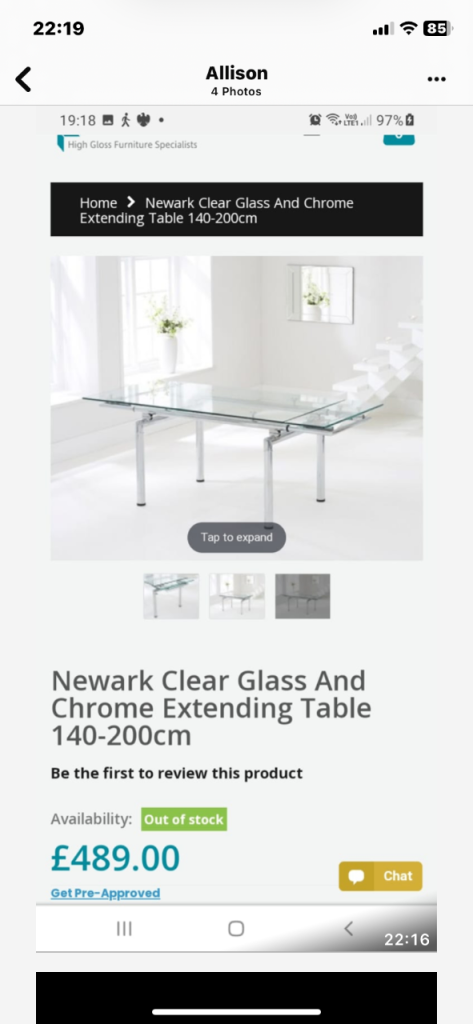 Glass dining table 