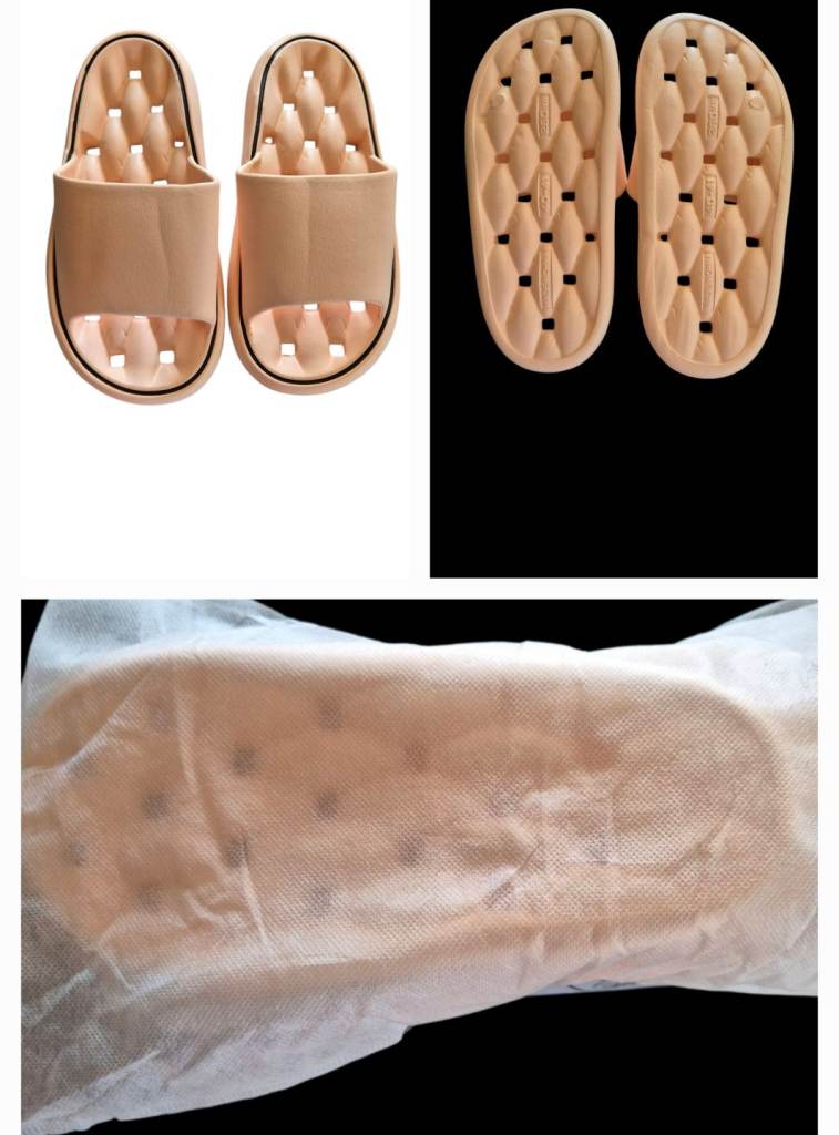 New foamy sliders size 40 - 41 / peach coloured smoke and pet free home multi buy discount available