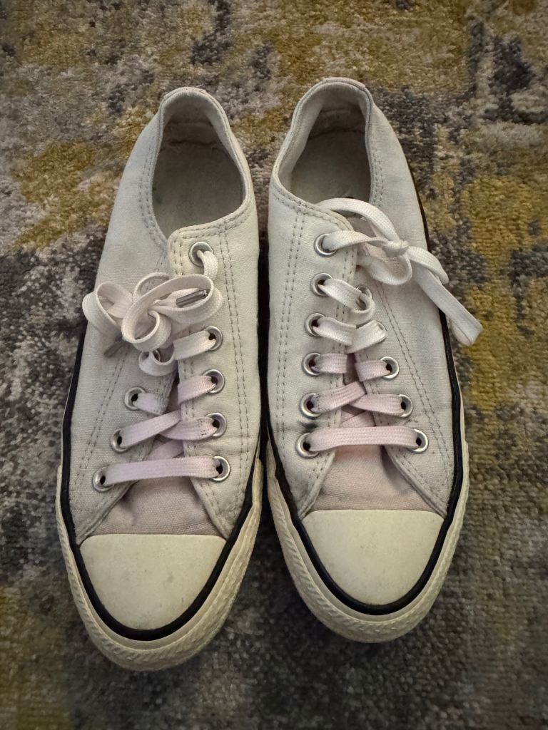 Grey and pink converse 