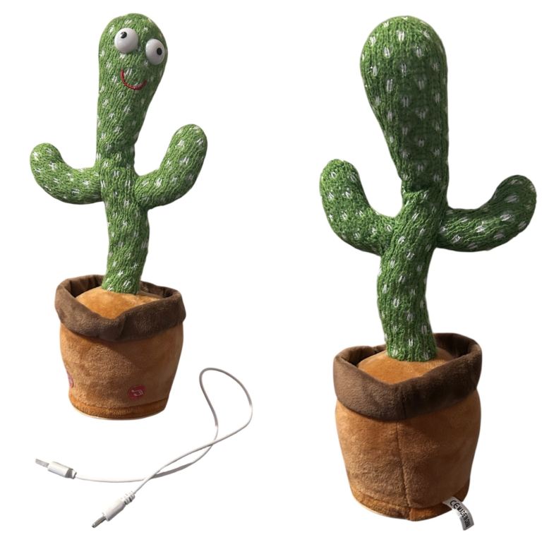 USB Rechargeable Cactus Plush Singing Dancing Cactus Educational Recordable Toy