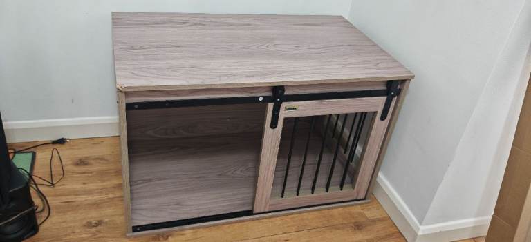 Dog crate wooden sliding door
