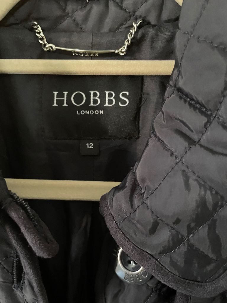 Hobbs London Quilted Coat Size 12 – Black, Good Condition
