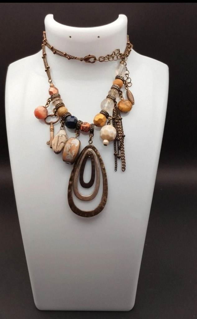 Boho Style Beaded Charm Necklace – Good Condition