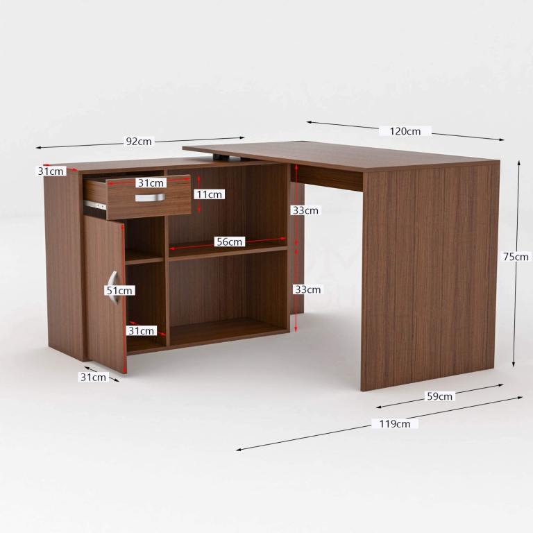 Corner desk in walnut 