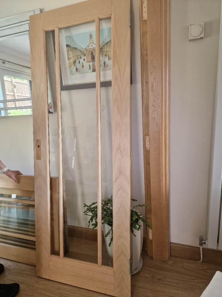 oak veneer internal glass doors 