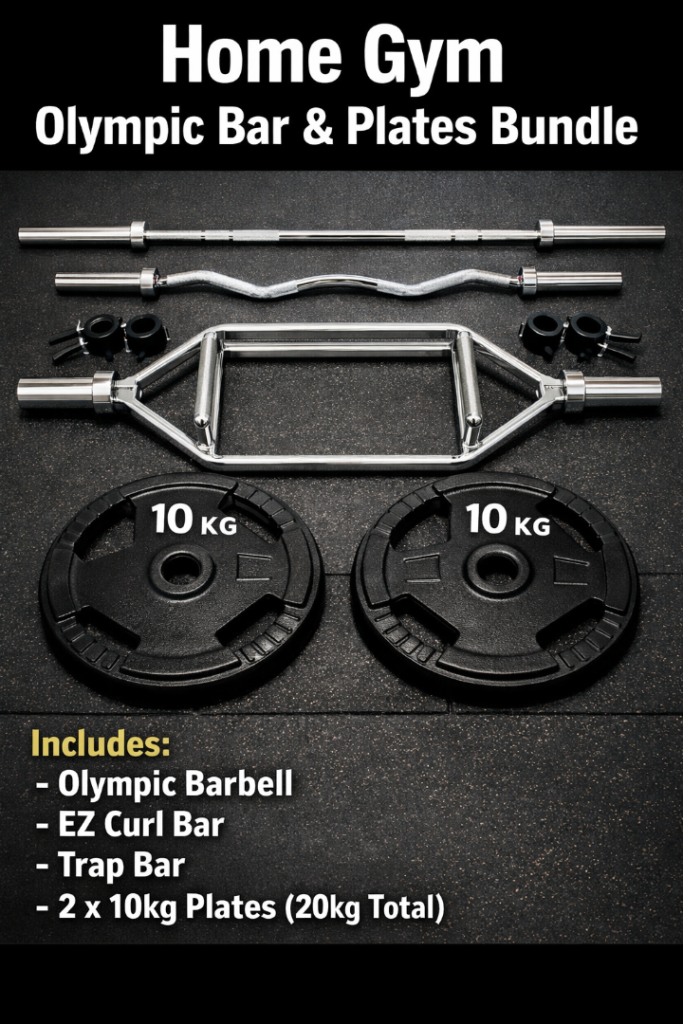 Home Gym Olympic Bar & Plates Bundle