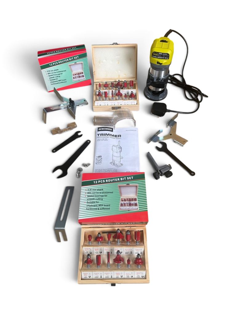 Electric Wood Trimmer Router with 2 Router Bit Sets