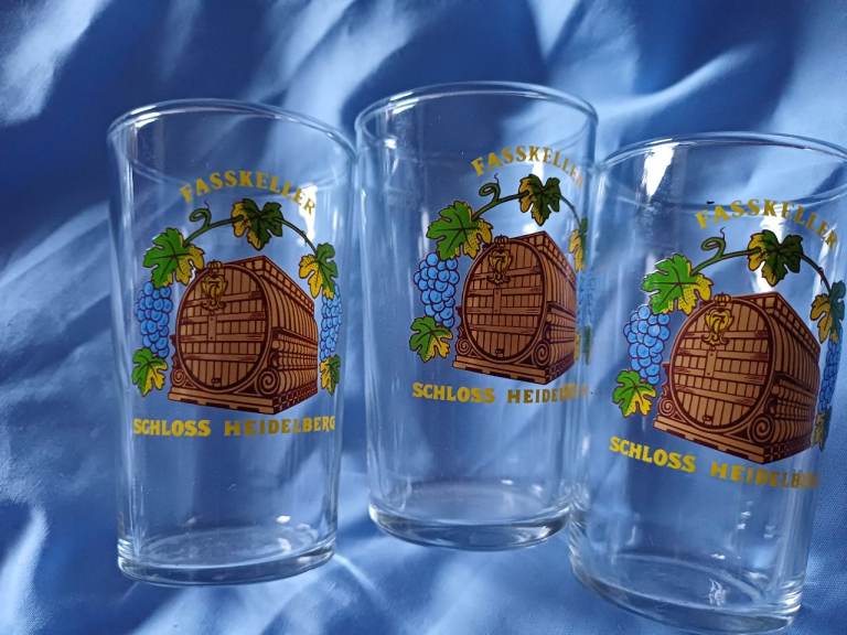 Job lot 3 glasses FASSKELLER SCHLOSS HEIDELBERG
