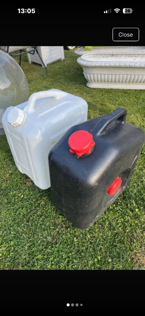 Pair of Water and waste bottle containers for camping caravan good  Condition