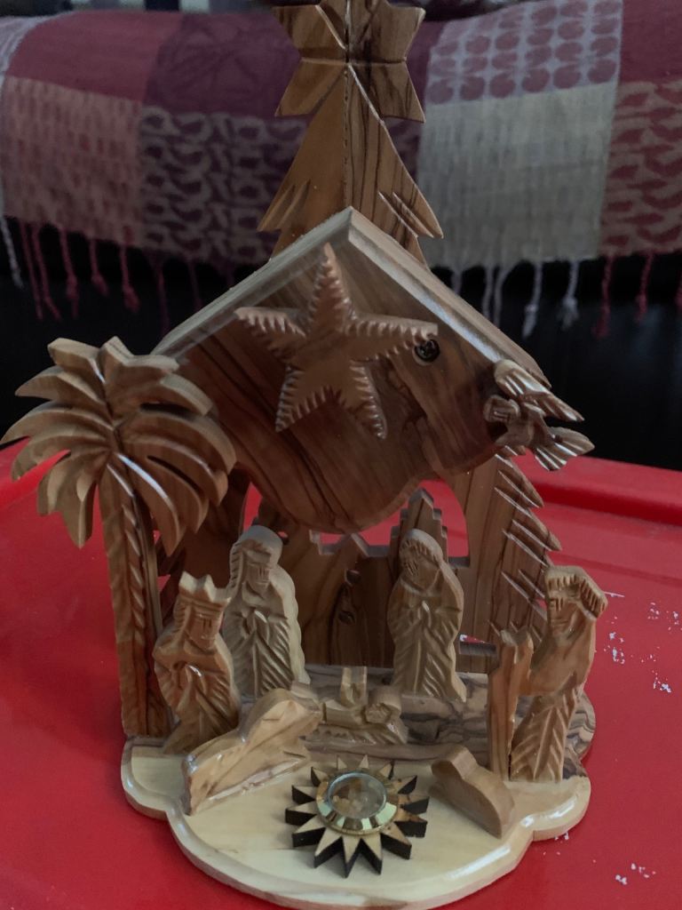 Musical Hand Carved Nativity Scene Set